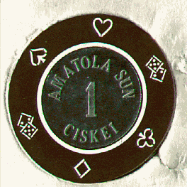 Dark brown. metal center. White cardsuits