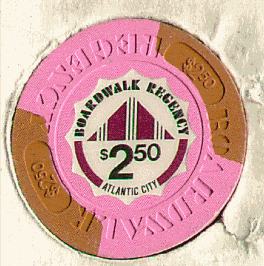 Pink. 2 brown insets. Triangle on inlay