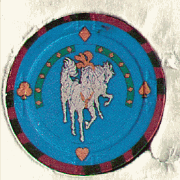 Red. 12 black insets. Collectors Edition. Horse. back