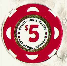 Red. 4 white insets. Gold foil around inlay. Red $5