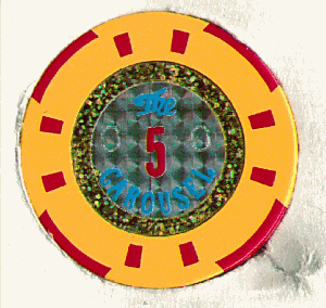 Carousel 5. 4 red insets. Gold foil. 