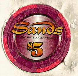 Red. 4 orange insets. Gold $5, Sands