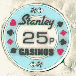 Light blue. Cardsuits and dice. Black lettering. Chipco.