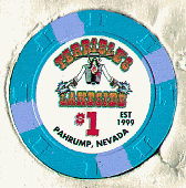 Blue. 4 purple insets. Est. 1999